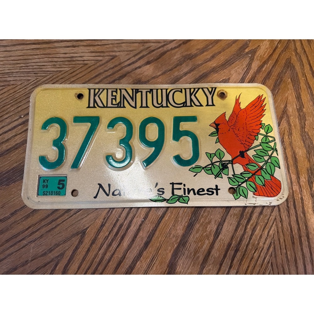 Vintage 1999 Kentucky License Plate Natures Finest Cardinal Bird 37395 Green